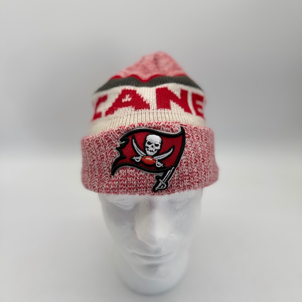 New Era Tampa Bay Buccaneers NFL Knit Cuffed Beanie Hat Red White Marbled